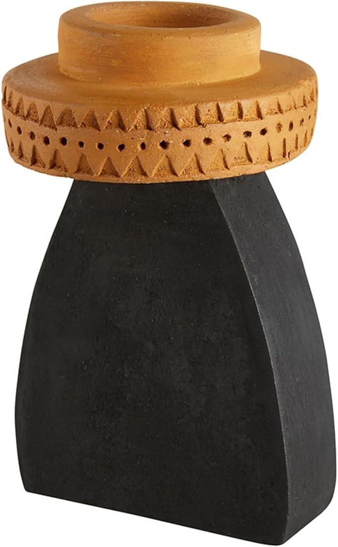 47th & Main Votive Candleholder Large Boho Terra Cotta Candle Holder, 7" Tall, Abstract Slab