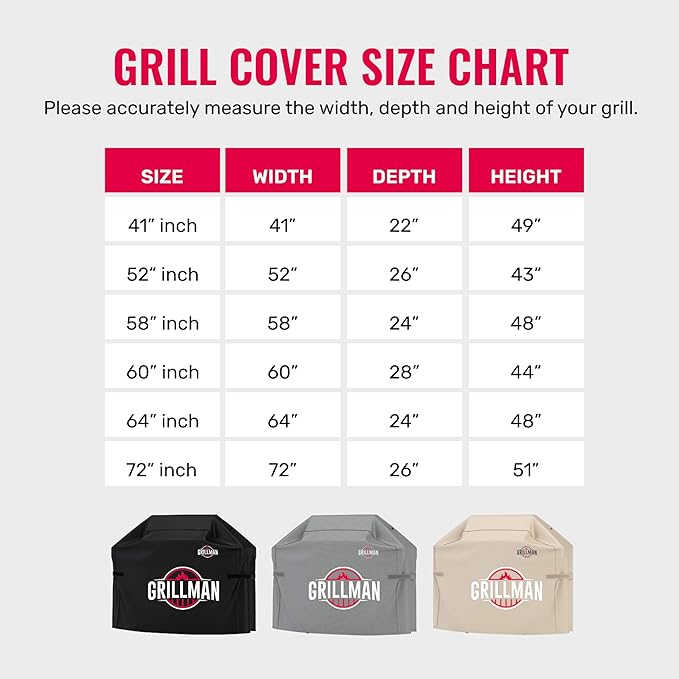 Grill Cover by Grillman, Green, 64 Inch, BBQ Outdoor Grill Covers, Charcoal & Gas Grills, Waterproof, Rip-Proof, Weather-Resistant, Anti-UV, Barbecue Cover for Weber, Genesis, Charbroil, Nexgrill, etc