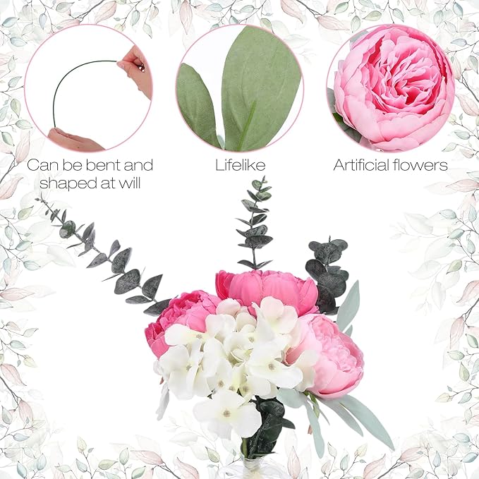 Zeyune 50Pcs Wedding Artificial Peonies 4Inch Fake Silk Peony Faux Peonies Artificial Valentine Flowers Bulk Rose Flowers Heads for Valentine Decoration Vintage Wedding Home Office (Hot Pink and Pink)
