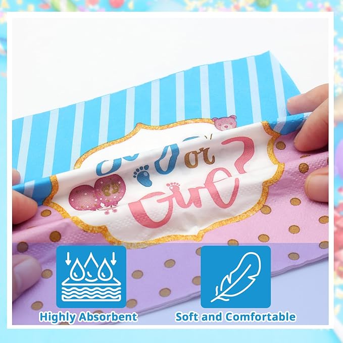 40 Pcs Gender Reveal Party Supplies, Disposable Paper Plates and Napkins Tableware Set for Boy or Girl Gender Reveal Party Baby Shower Decorations Serves 20