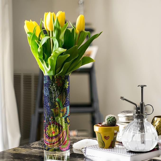 Vase Plastic Vase Elegant Cylinder Flower Vase Shatterproof Decorative Centerpiece for Home Table Office Weddings Events (11.8 x 3.9 in)