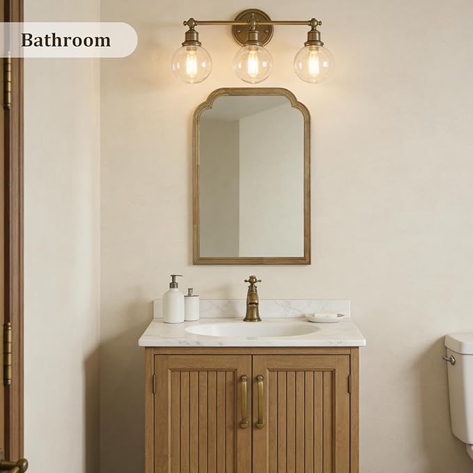 WallBeyond Wood Frame Wall Mirror Rounded Corner Arch Rectangle Mirror for Entryway, Living Room or Bedroom Home Decor - Light Woodgrain [20" x 30" Natural ]