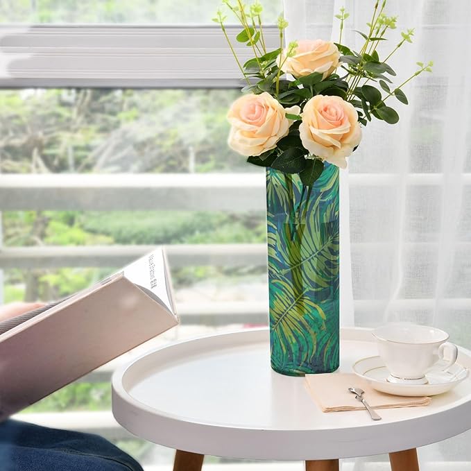 Vase Plastic Vase Elegant Cylinder Flower Vase Shatterproof Decorative Centerpiece for Home Table Office Weddings Events (11.8 x 3.9 in)