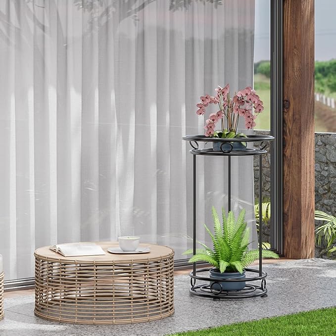 YIUKEA Plant Stand Indoor Outdoor - Metal Planter Holder Shelf Tall Tiered Flower Pot Display Organizer Rack for Garden, Patio, Living Room, Bathroom, Office (Black)