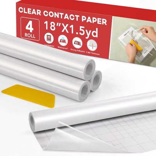 Clear Contact Paper by [Brand Name] - Self-Adhesive Protective Liner for Crafts | 18" x 4.5 ft Rolls