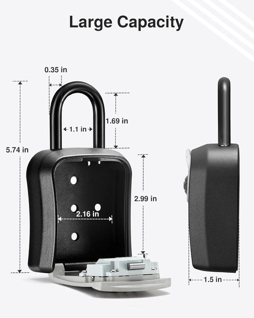 Puroma Lock Box - Wall-Mounted Key Storage with Resettable Code | Portable Security Box (Gray)
