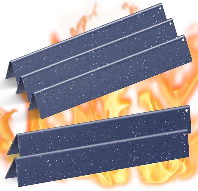 17.5" Flavorizer Bars for Weber Genesis Grill Parts 300 Series Grills with Front Control Knob, Replacement for Genesis E310 S310 E320 S320 E330 S330 Porcelain Steel Heat Plates for 7620, 5 Pack