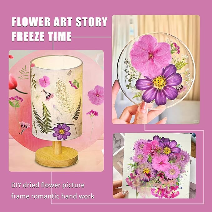 Purple Dried Pressed Flowers Bulk Dried Flowers for Crafts, Real Natural Bulk Dry Flowers for Resin Molds ,for Scrapbooking DIY Candle Soap ewellery Making Gifts
