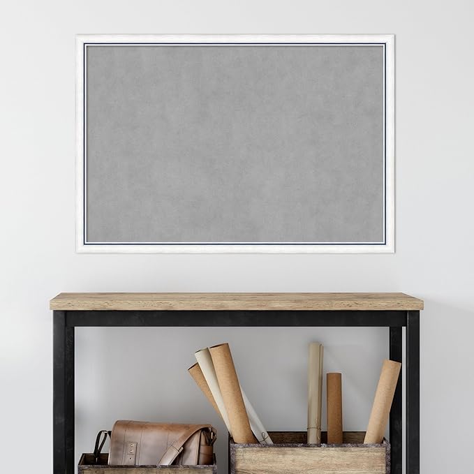 Amanti Art White Framed Magnetic Board 26x38 Large Vision Board for use with Magnets, 100% Metal Sheet to Display Items as Office Decor or for Home Organization in mudroom, Kitchen or Kids Room