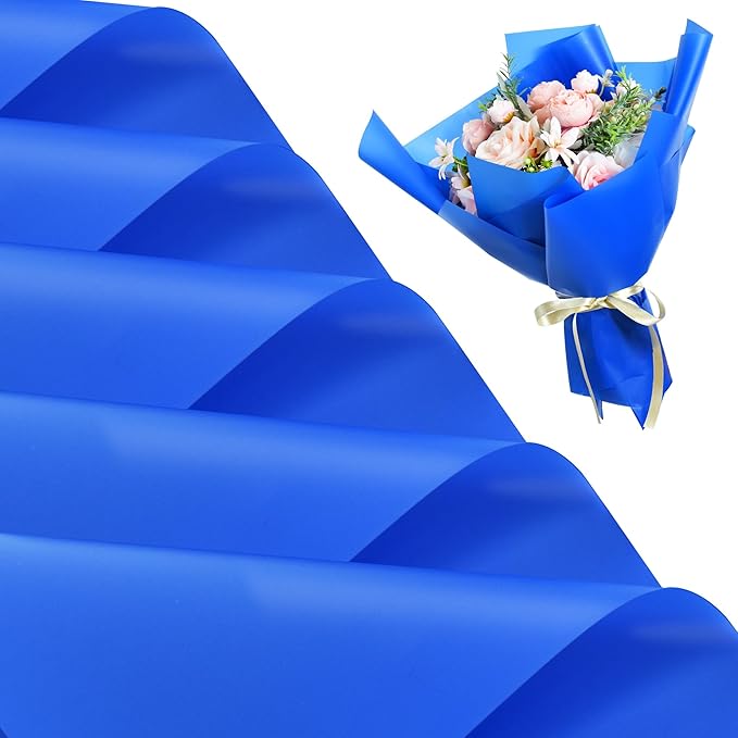 BEISHIDA 20 PCS Royal Blue Floral Wrapping Paper-Matte Waterproof Flower Wrapping Paper Bouquet for Florist Supplies, DIY Crafts, Gift Packaging, Wedding, Birthday Gift