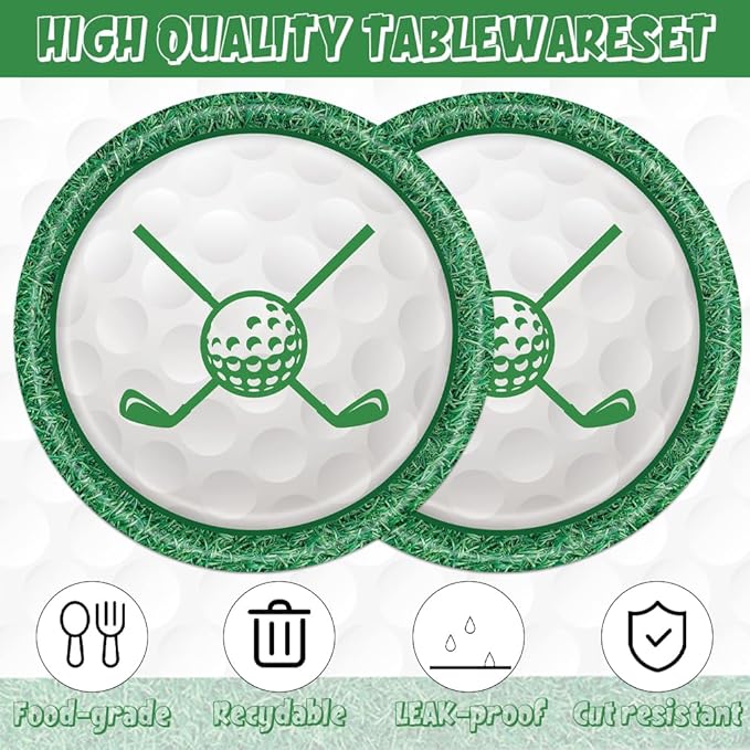 Golf Party Decorations Birthday Decor Serve 20 Green Sports Theme Plates and Napkins Set Supplies for Baby Shower 40Pcs Golf Birthday Decorations