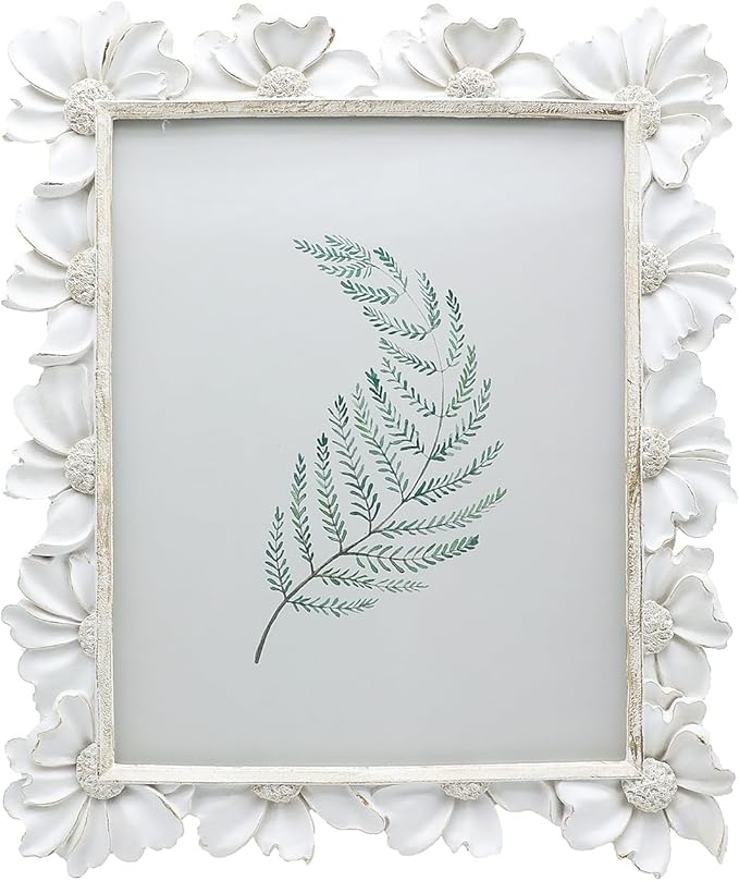 8x10 Vintage Picture Frame, Antique White Ornate Photo Frame, for Tabletop and Wall Display, Decorative Floral Design Retro Home Decor, Old Fashioned Photo Gallery Art