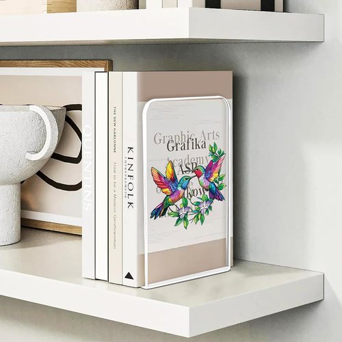 ENCIMART Acrylic Bookends - Clear Decorative Book Ends for Heavy Duty Shelf Organization | 4 Pieces