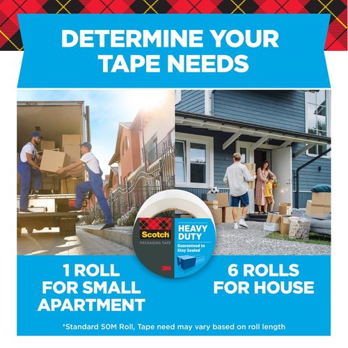 Scotch Heavy Duty Shipping Tape - Clear 1.88 in x 54.6 yd | 2 Pack of 3.0 Mil Box Sealing Rolls
