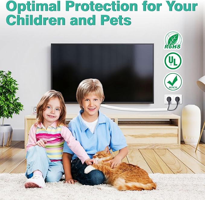 UOMTFAI Dog and Cat Cord Protector 10ft - 3/8inch, Flexible Cable Sleeve for Easy Cord Management, Protects Cables from Pets Chewing, Ideal for USB, Power, Audio and Video Cords - White