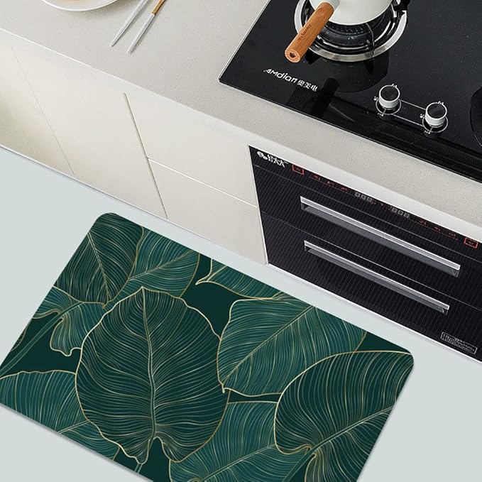 Diatomaceous Earth Bath Mat,The Leaves Non-Slip Volume Super Absorbent Fast Drying for Bathroom Kitchen Door mat,Eco-Friendly Easy to Clean 17×27.5Inch (43 * 70cm)