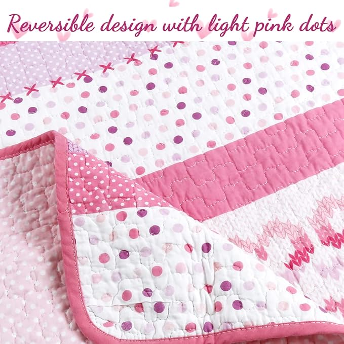 Cozy Line Home Fashions Pink Butterfly Knit 100% Cotton Reversible Quilt Bedding Set, Coverlet, Bedspreads (Queen - 6 Piece: 1 Quilt + 2 Standard Shams + 3 Decorative Pillows)