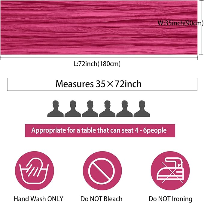 Fivenl Boho Gauze Table Runner - 35x72 Inch, Rustic Cheese Cloth, Hot Pink