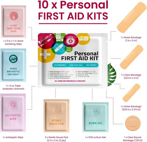 First Aid Kit by [Brand Name] - Portable Travel Size | 10 Pack for Home, Office, Car, School & Outdoors