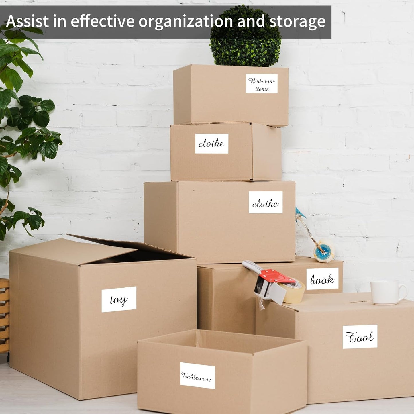 STARLIBOO Removable Large Label Stickers - 3x5 Inch Waterproof & Tear Resistant for Moving Boxes | White