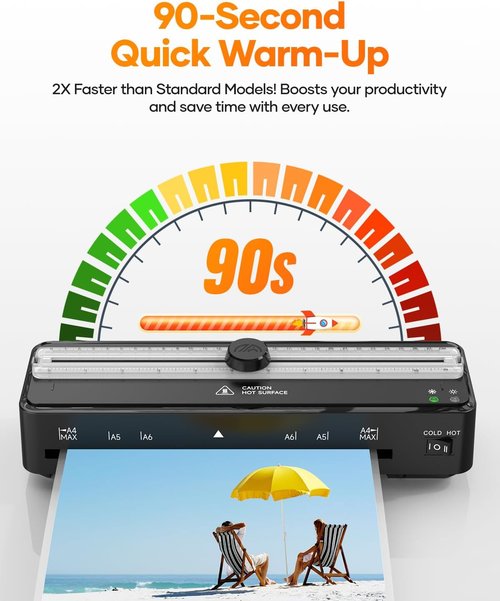 Kejector Laminator Machine - 9 Inch Thermal & Cold Lamination with Built-In Cutter | 20 A4 Sheets Included