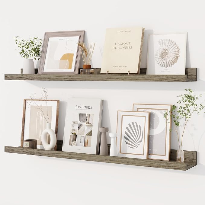 Dreamland Picture Ledge Shelf for Wall, Floating Shelves Set of 2,32 inch Long Floating Shelves with Lip for Living Room,Bedroom,Bathroom,Kitchen,Grey