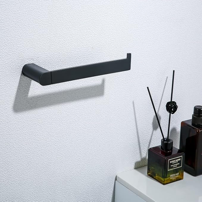 RANDOM 5 Piece Bathroom Hardware Set Matte Black Towel Bar Set Include 9.8/23.6 Inch Towel Bar Toilet Paper Holder and 2 Towel Hooks Stainless Steel Bathroom Decor Wall Mount Bathroom Accessories Kit.