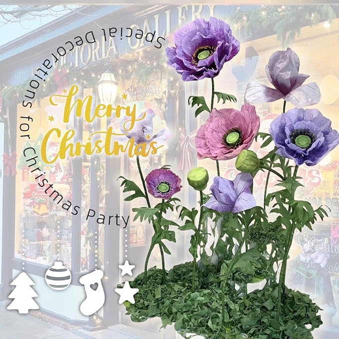 Giant Artificial Flower for Decoration, 9 Pcs/Set Artificial Flower for Wedding Birthday Christmas Purple Party Banquet Backdrop Decor Photography Props, Shop Window Display