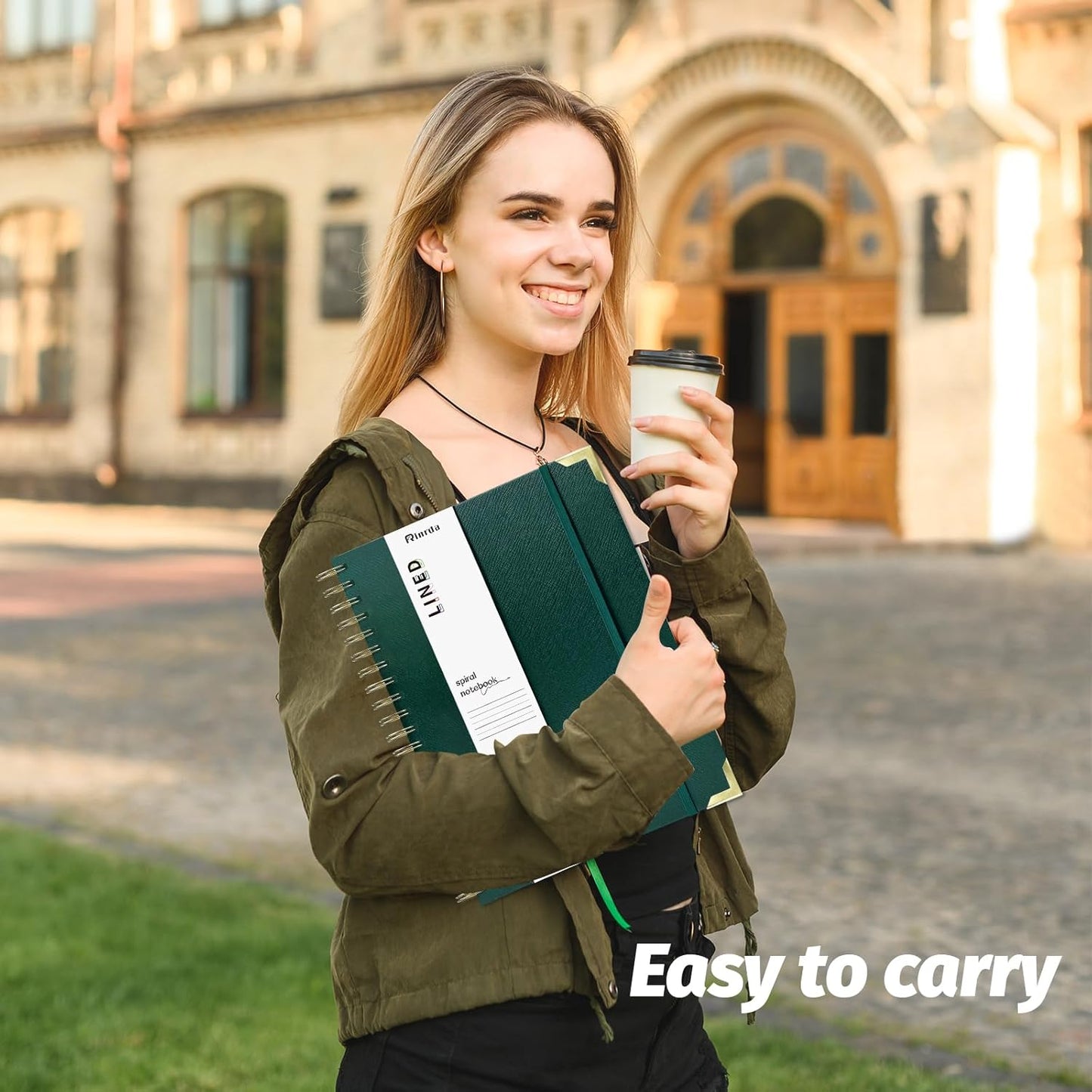 Skiennix Lined Spiral Journal - 300 Pages A4 Hardcover Notebook with Thick 100GSM Paper | Dark Green