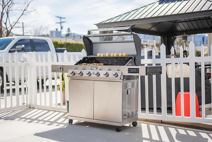 Monument Grills 6-Burner Convertible Natural Gas Smart bbq Grill Stainless Steel Denali 605 with Smoke Box (Without Conversion Kit)