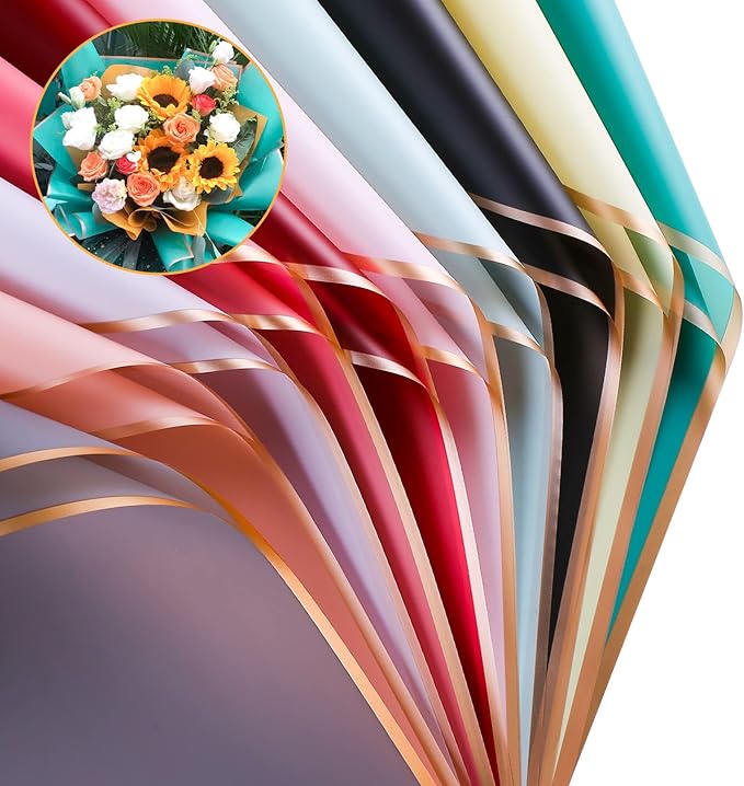 FUSHENMU 20 Sheets Flower Wrapping Paper Flower Bouquet Waterproof Florist Wrap Paper Bouquet Supplies for DIY Crafts Flower Wrapping Gift Packaging
