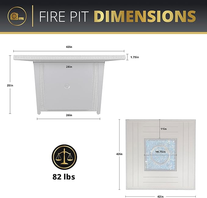 42'' Propane Fire Pit Table, 50,000 BTU Outdoor Gas Fire Table with Lid, Square Aluminum Fire Table with Wind Guard and Weather Cover, 2 in 1 Rattan Firepit Table for Outside Patio, Backyard, Gray