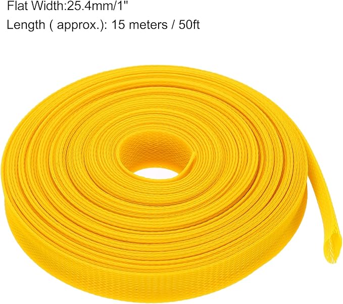 uxcell Expandable Sleeving, 1-inch 50ft Cable Sleeve, Yellow