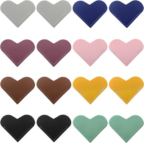 Skiennix 16-Pcs Leather Heart Bookmarks | Cute Handmade Page Markers for Book Lovers & Teachers