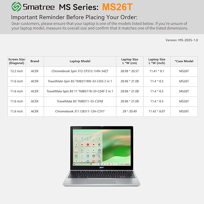 Smatree MS26T Hard EVA Protective Sleeve with Stand Compatible for 12.2 inch Acer Chromebook Spin 312,11.6 inch Chromebook 311,TravelMate B3 TMB311-33-C3FM,TravelMate Spin B3 11 TMB311RN-33 Bag,Green