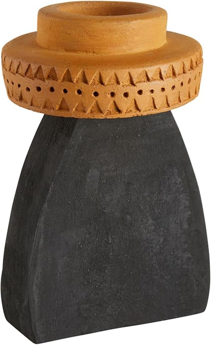 47th & Main Votive Candleholder Large Boho Terra Cotta Candle Holder, 7" Tall, Abstract Slab