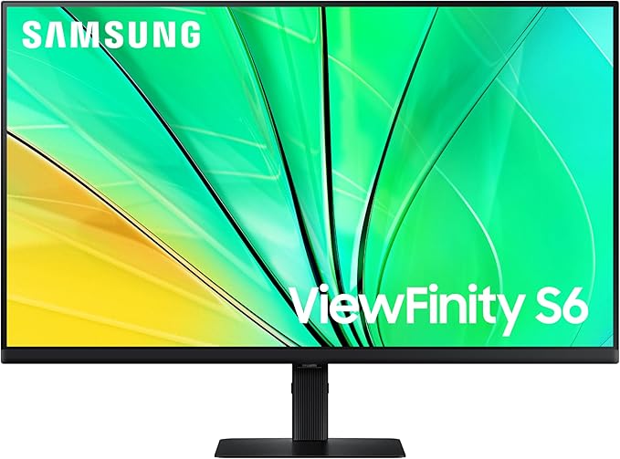 SAMSUNG 32" ViewFinity S6 (S60D) Series QHD High Resolution Computer Monitor, 100Hz, HDR10, Multiple Ports w/ HDMI, DisplayPort, USB-A, Easy Setup, Height Adjustable Stand, LS32D606EANXGO, 2024