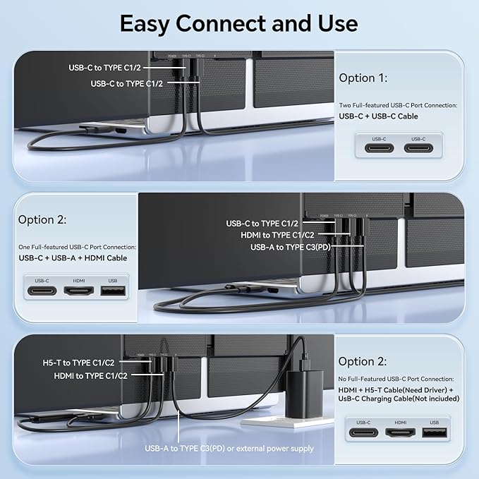 POTTMACEE 14.2’’ Triple Laptop Screen Extender, 0.17" Ultra-Slim FHD 1080P Portable Monitor for Laptop, Tri-Screen Travel Monitor Extender, Plug-Play for Windows/Mac/Chrome, Fit 13”-17.3” Laptops