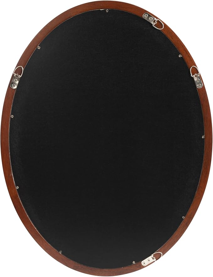 Kate and Laurel Hogan Mid-Century Oval Framed Wall Mirror; 18 x 24; Dark Walnut; Decorative Modern Wood Mirror with Soft Curvature and Oval Shape