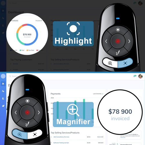 Skiennix 2-in-1 USB Type C Spotlight Clicker - Advanced Wireless Presenter for PowerPoint, LED & LCD