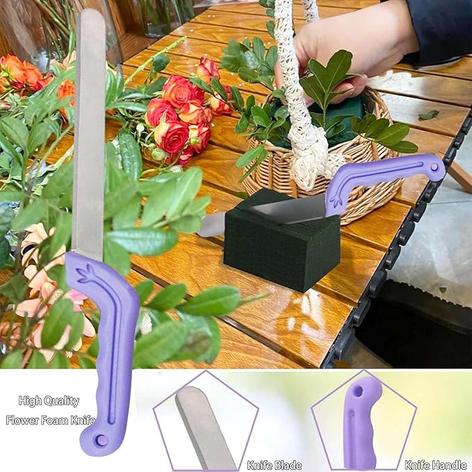 Tinsow Floral Foam Knife Florist Professional Cutting Knife for Flower Foam Block, Cake, Fruit, Utility Tool for Flower Clay Blocks (Light Purple)