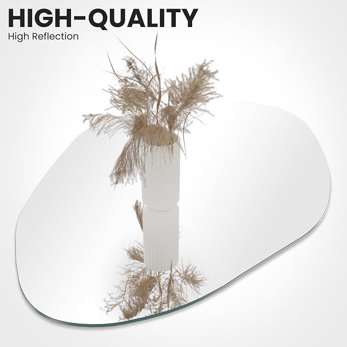 TRAHOME Irregular Asymmetrical Wall Mirror for Living Room Bathroom Entryway, Modern Decorative Mirror Hanging (Hook Style, 36'' x 24'')