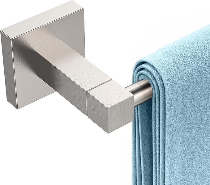 RUACQ Brushed Nickel Towel Bar 24 inch, 304 Stainless Steel Towel Racks for Bathroom Wall Mounted, Heavy Duty Bath Towel Rod with Square Base(Brushed Nickel)