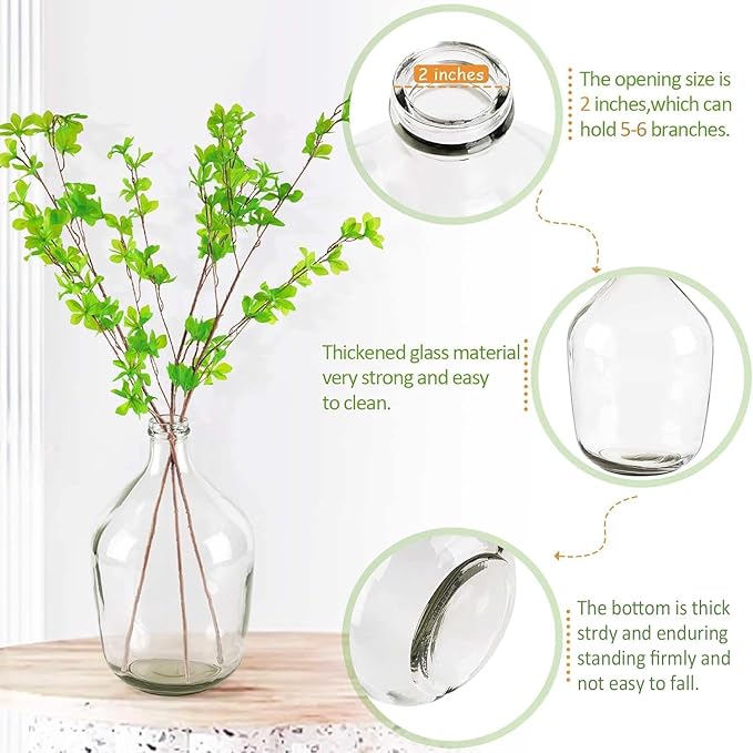 Clear Glass Vase Tall Farmhouse Vase for Branches Glass Vases for Centerpieces in Home Decoration (L)