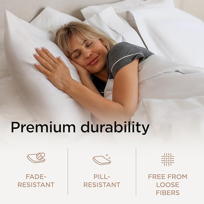 Threadmill Luxury Supima Cotton Sheets, Luxury 1200 Thread Count Soft 100% Cotton Sheets for Full Size Bed, 4 Pc White Bed Sheets Full Set, 5-Star Hotel Quality Deep Pocket Bed Sheets Set