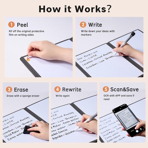 CoBak Portable Whiteboard - 6-Sided A4 Dry Erase Board with Pocket & 3 Markers | Anti-Ghosting Surface, Gift Box Included (Brown)