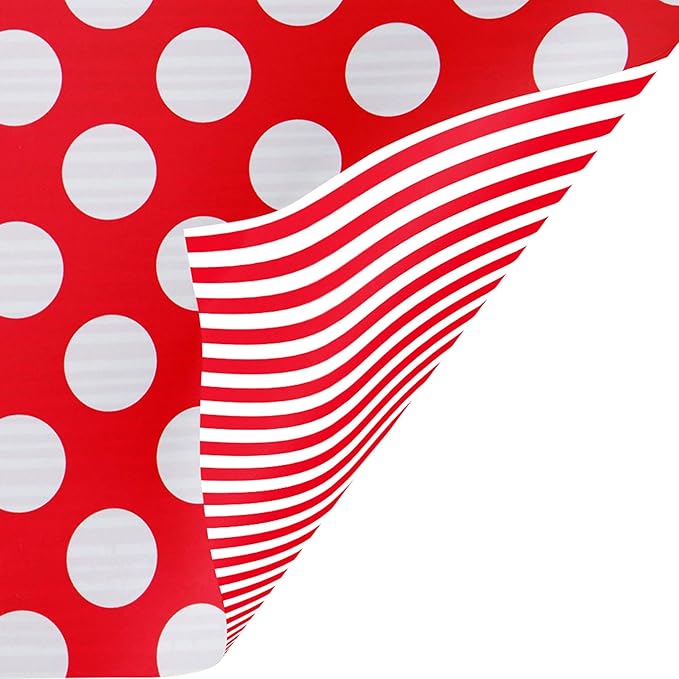 Jillson Roberts Bulk Gift Wrapping Paper, Two-Sided Red Dot & Stripe, Full Ream 833' x 24"