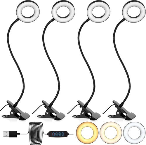 Glooglitter USB Ring Light - 48 LEDs with 3 Color Modes & 10 Brightness Levels | 360° Flexible Neck for Desk & Reading