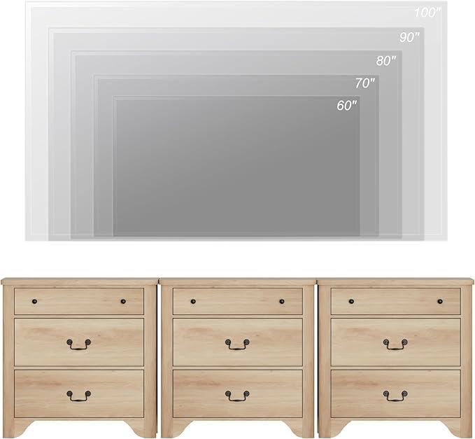 WAMPAT 3 in 1 Large Farmhouse Dresser Set, 94.5” W 9 Drawers Dresser for Bedroom with Wide Chest of Drawers for Bedroom, Living Room, Closet, Hallway, Office,Oak