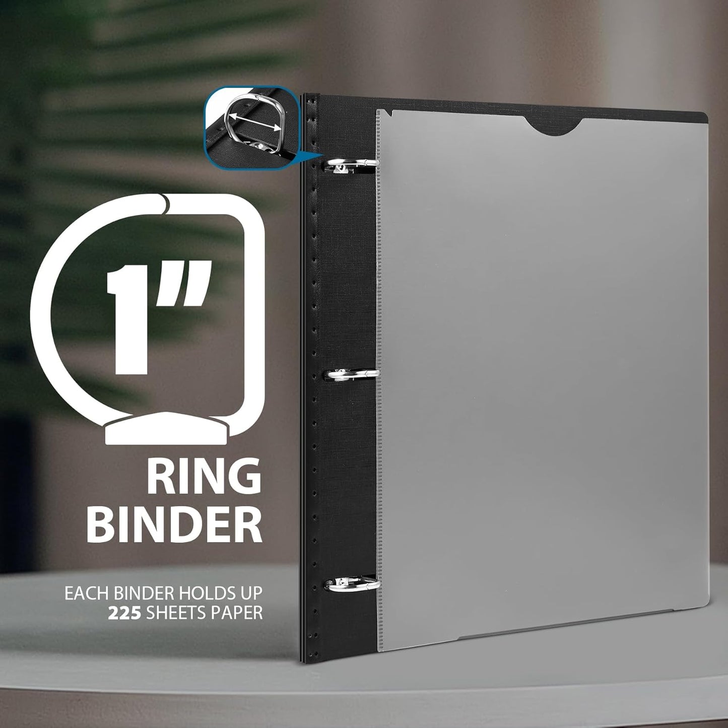 WOT I 12-Pack Telescoping 3 Ring Binder - Expandable, Portable Design Holds 225 Sheets | Black